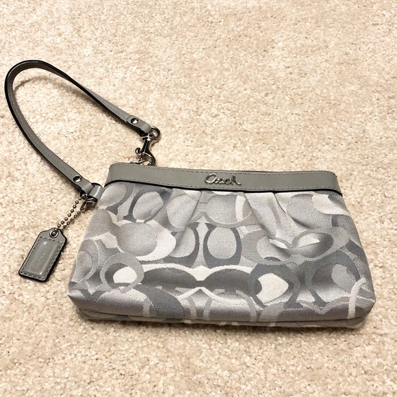 Coach Signature gray/silver wristlet - Picture 2 of 5
